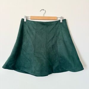 NWT LOFT Velvet Skater Skirt Green A-Line Mini Size 8